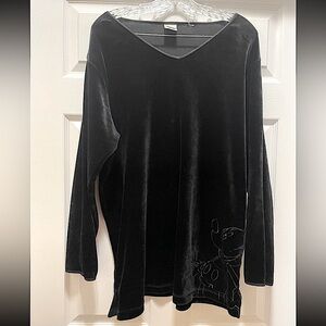 Vintage Disney Store Black Velvet Mickey Mouse Sweater Winter Chic Warm Size 3XL